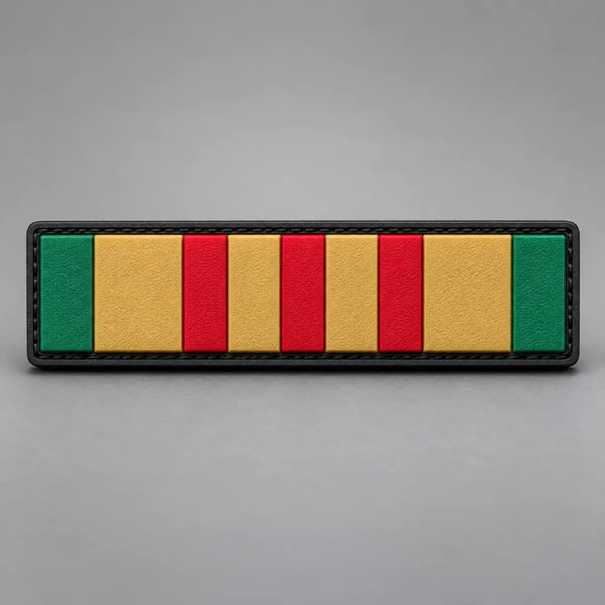 PVC service ribbon bar patch in green, gold and red stripes.