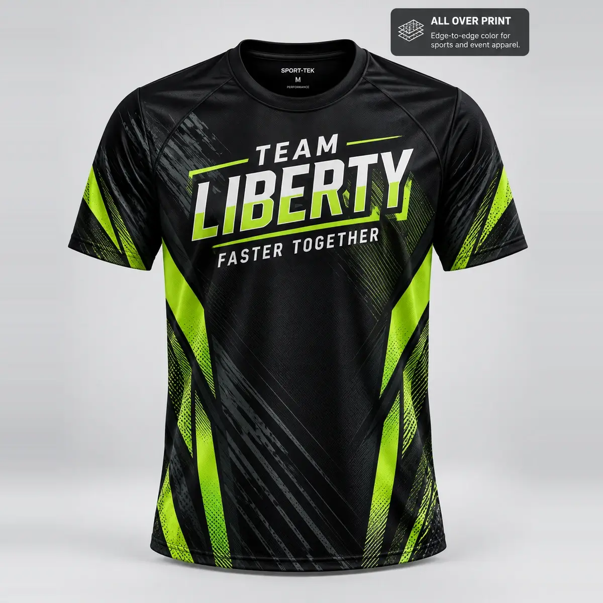 Black and lime sublimated Team Liberty Faster Together jersey.