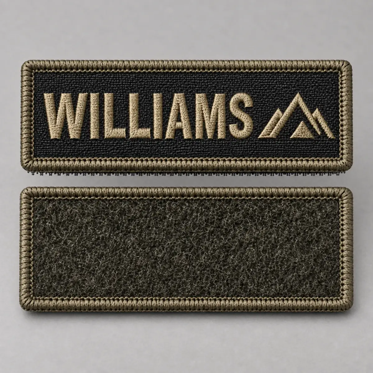 WILLIAMS name patch above its olive hook and loop back.