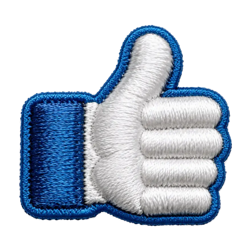 3D embroidered thumbs-up patch with raised puff stitching
