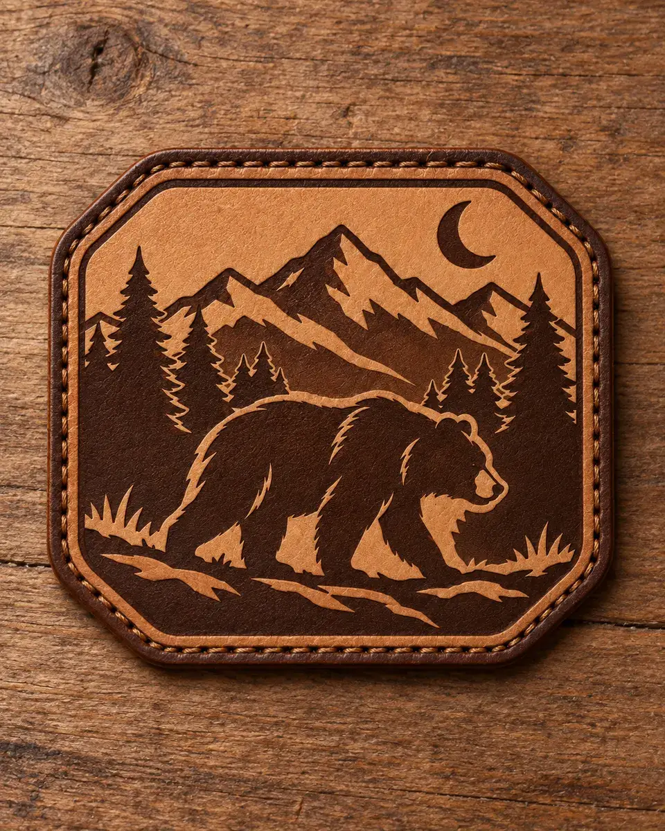 Custom leather patch, finished result.