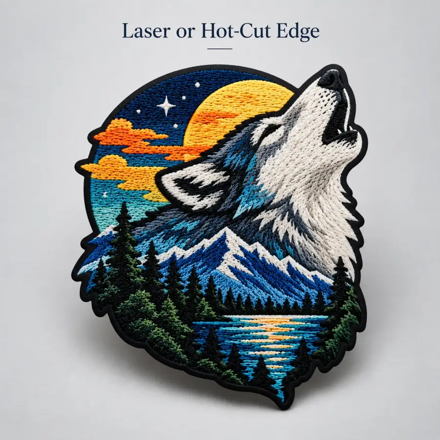 Laser or hot-cut edge patch edge finish