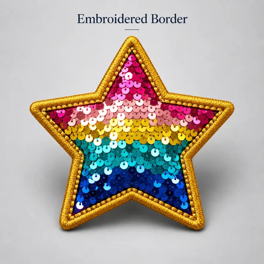 Embroidered border patch edge finish