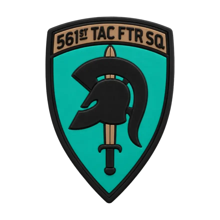 Silicone 561st Tac Ftr Sq shield patch with a Spartan helmet and sword